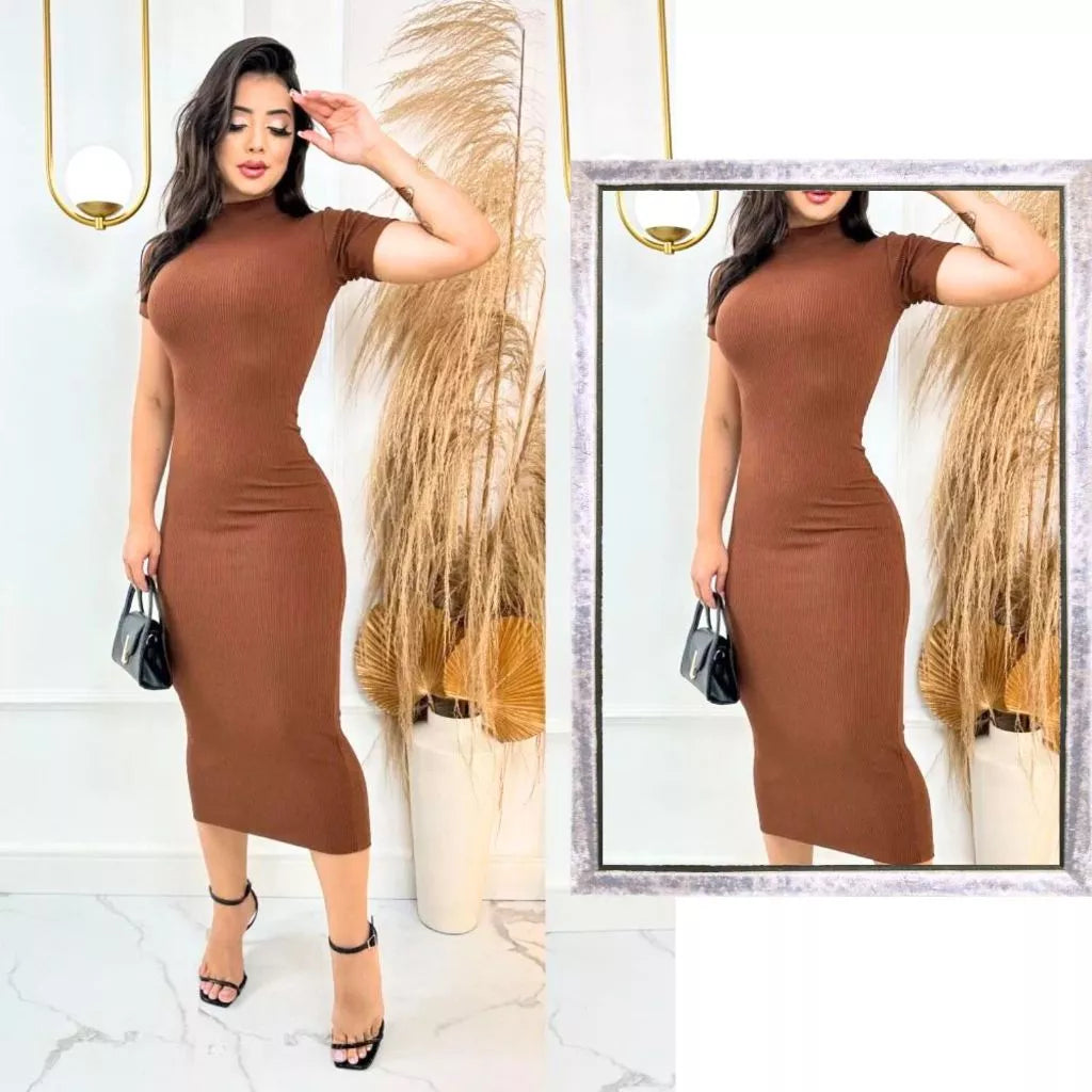 Vestido Aurora™ Midi Canelado com Mangas Elegantes - imagem 4