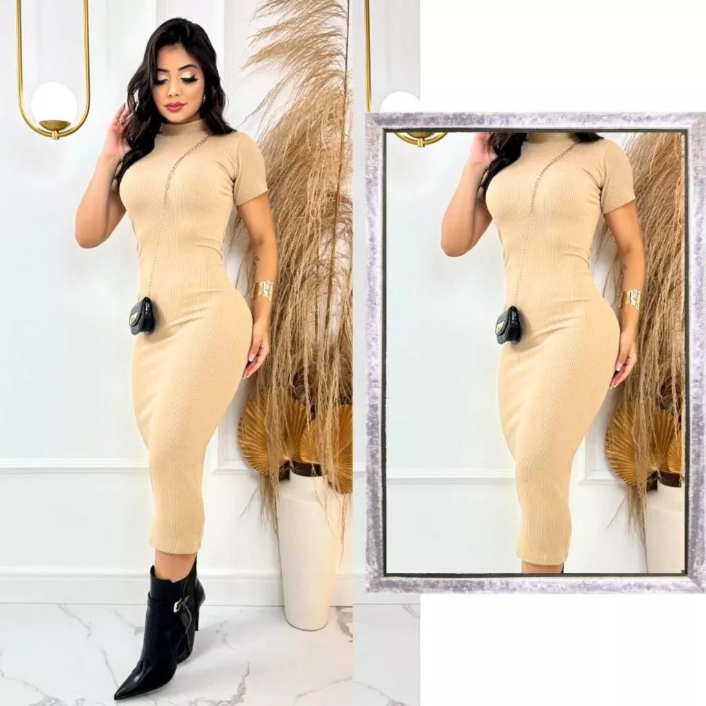 Vestido Aurora™ Midi Canelado com Mangas Elegantes - imagem 10