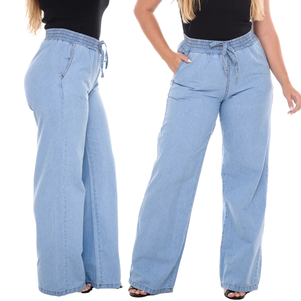 Detalhe do tecido 100% algodão da calça Charlotte com acabamento sofisticado