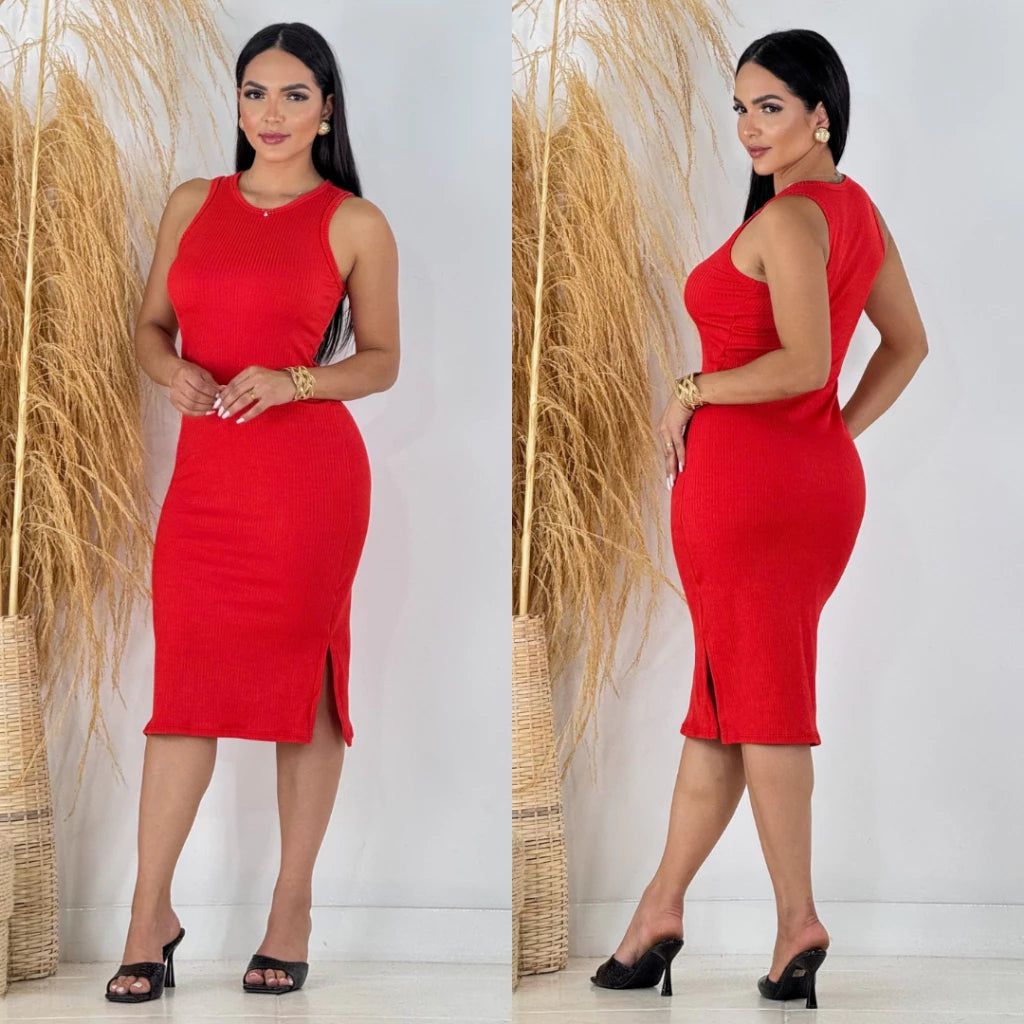 Vestido Serena™ Midi Canelado com Fenda Lateral - imagem 22