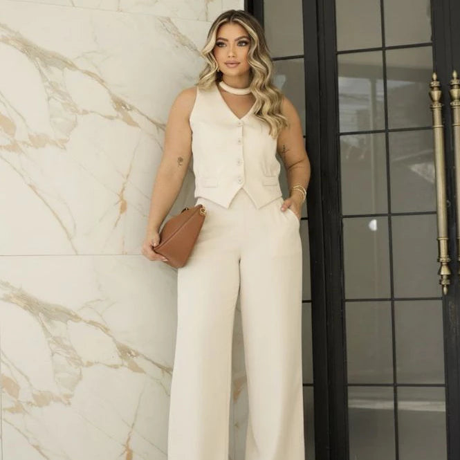 Conjunto Executive™ Alfaiataria com Colete e Calça Pantalona - imagem 8