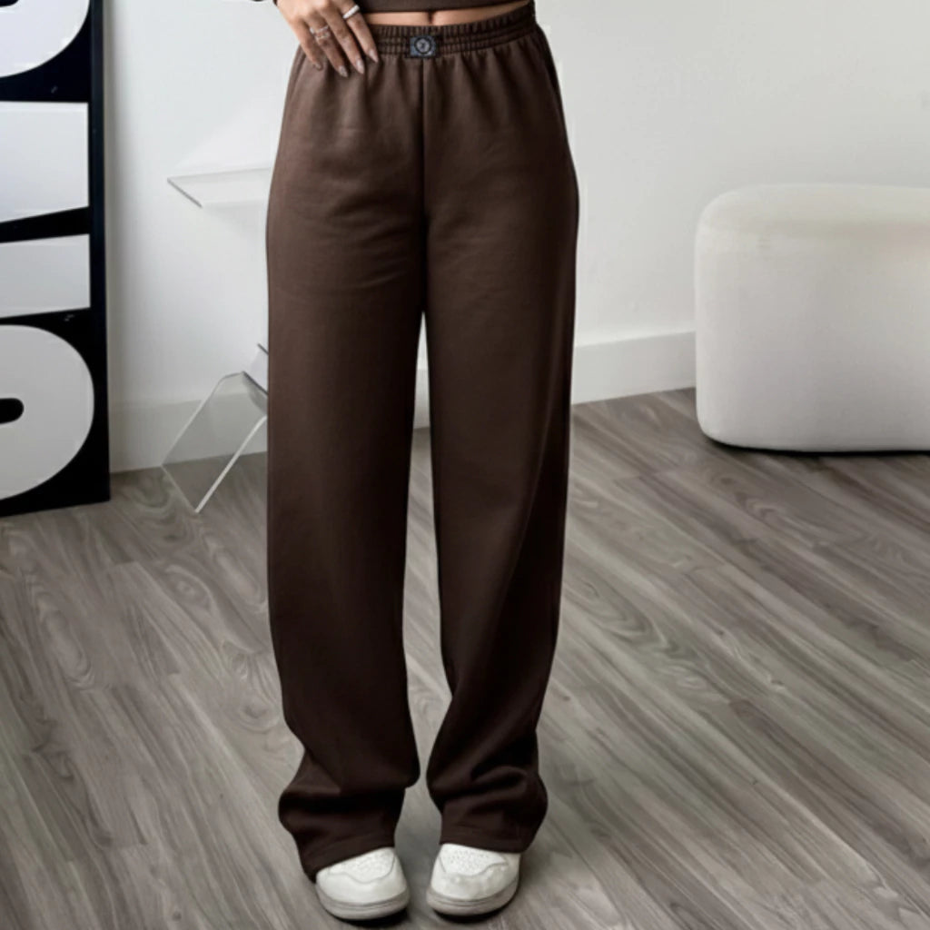 Calça Wide Leg Moletom Cintura Alta Feminina - imagem 6