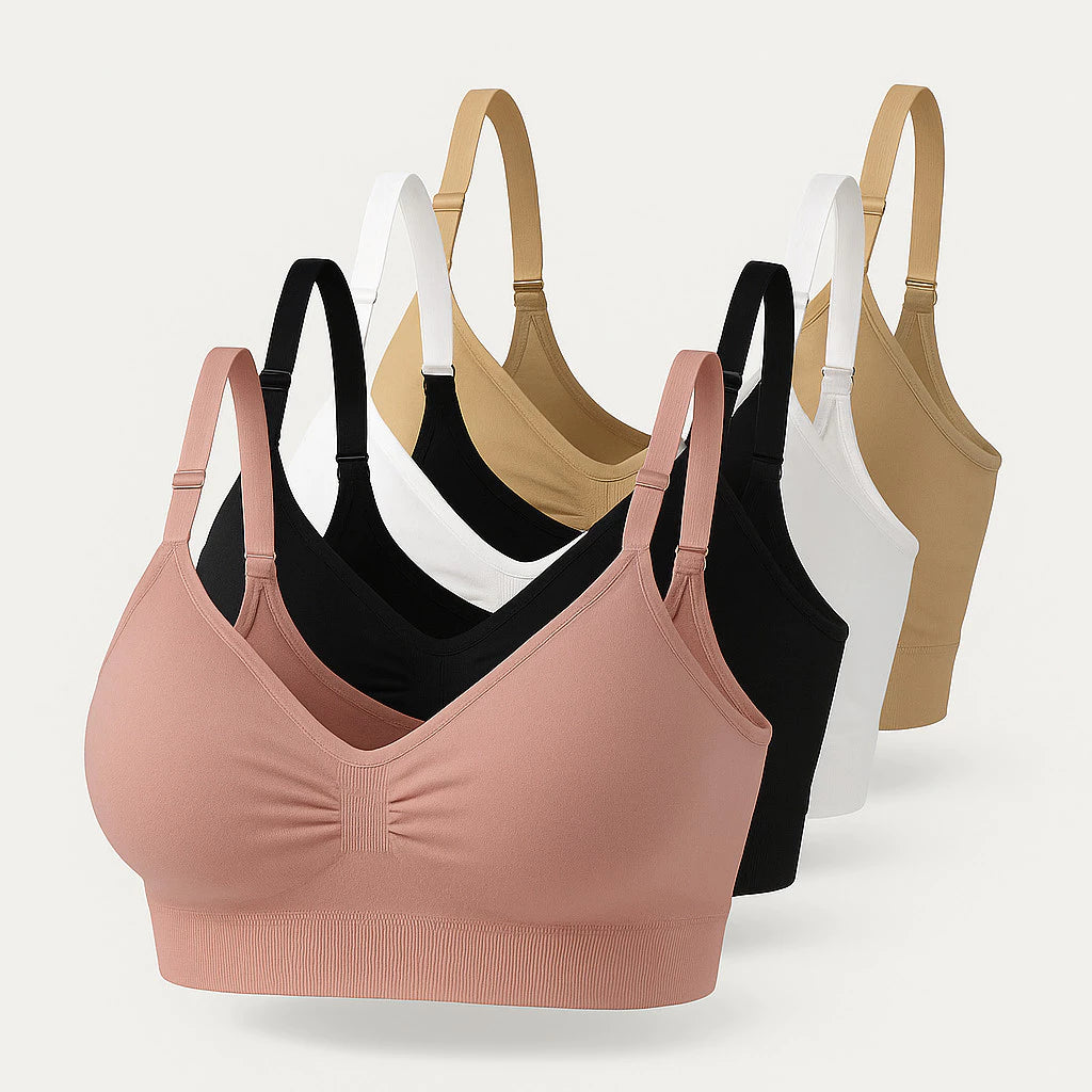Kit 4 sutiãs femininos ComfortFlex com fecho ajustável e alças confortáveis