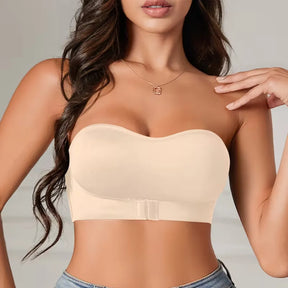 Detalhe do fecho frontal em silicone do sutiã NoirLift