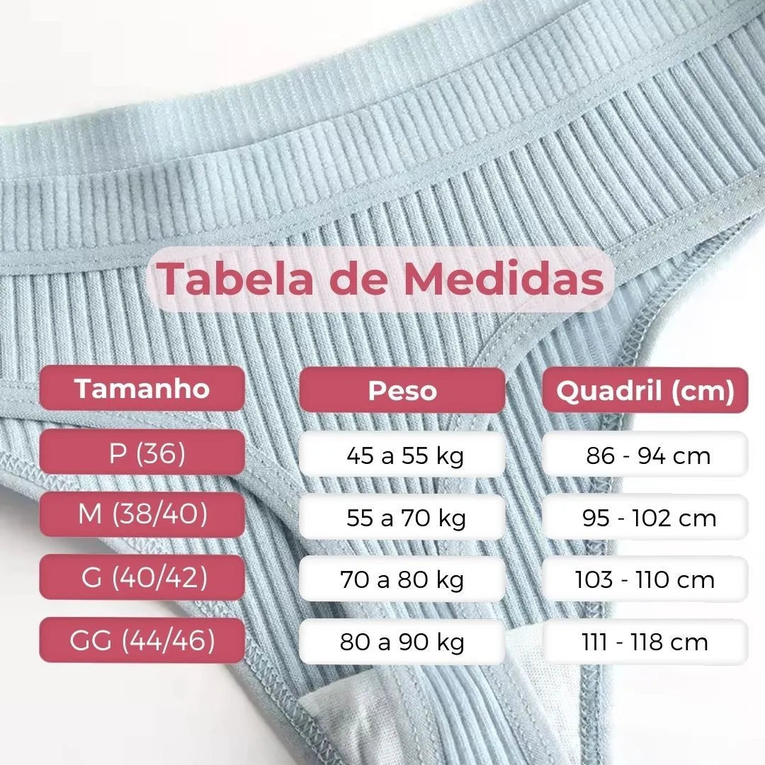 Tabela de Tamanhos Kit 10 Calcinhas Antibacteriana ComfortFresh COMPRE 5 LEVE 10 + FRETE GRÁTIS