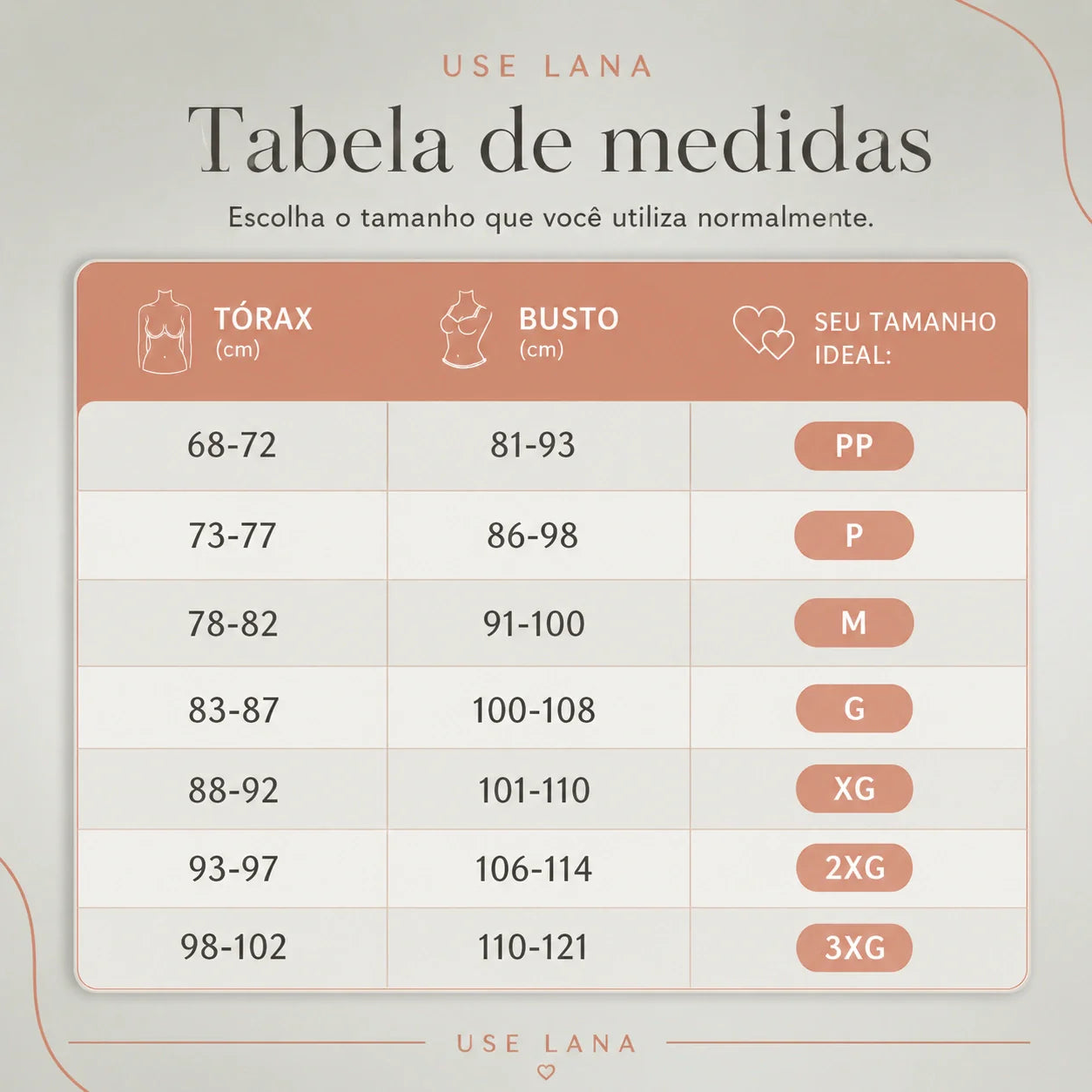 Tabela de Tamanhos Sutiã Modelador Belleforma - [COMPRE 1 LEVE 3] + Frete Grátis