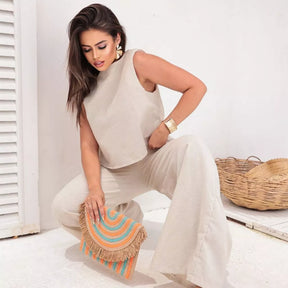 Conjunto Firenze™ em Linho com Calça Pantalona e Blusa Elegante - imagem 6