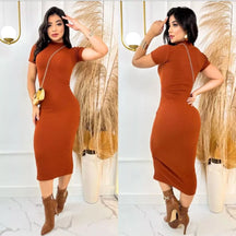 Vestido Aurora™ Midi Canelado com Mangas Elegantes - imagem 8