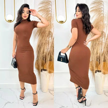 Vestido Aurora™ Midi Canelado com Mangas Elegantes - imagem 9