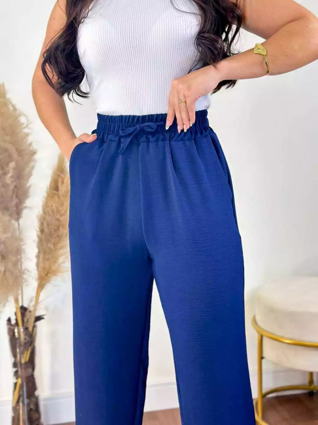 Calça Pantalona Aurora Cintura Alta Bolsos Funcio - imagem 5