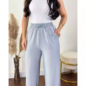 Calça Pantalona Aurora Cintura Alta Bolsos Funcio - imagem 10