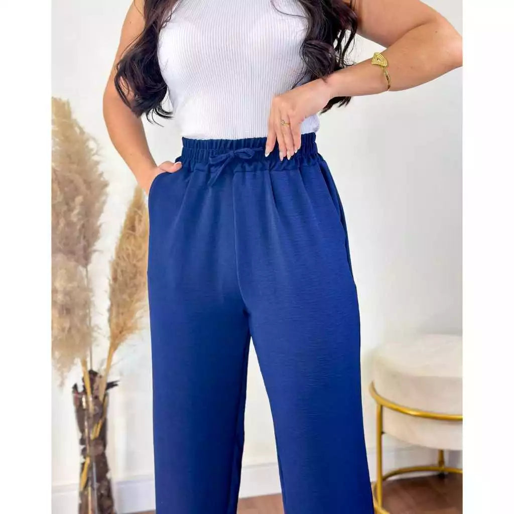 Calça Pantalona Aurora Cintura Alta Bolsos Funcio - imagem 8