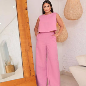 Conjunto Firenze™ em Linho com Calça Pantalona e Blusa Elegante - imagem 13
