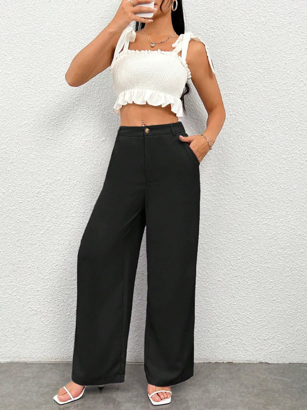 Calça Milano wide leg feminina em look completo sofisticado