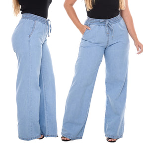 Detalhe do tecido 100% algodão da calça Charlotte com acabamento sofisticado