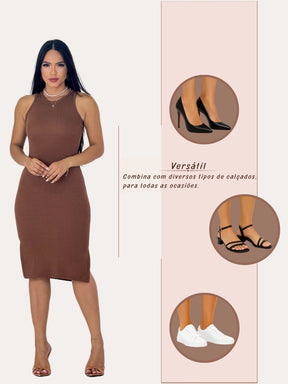 Vestido Serena™ Midi Canelado com Fenda Lateral - imagem 29