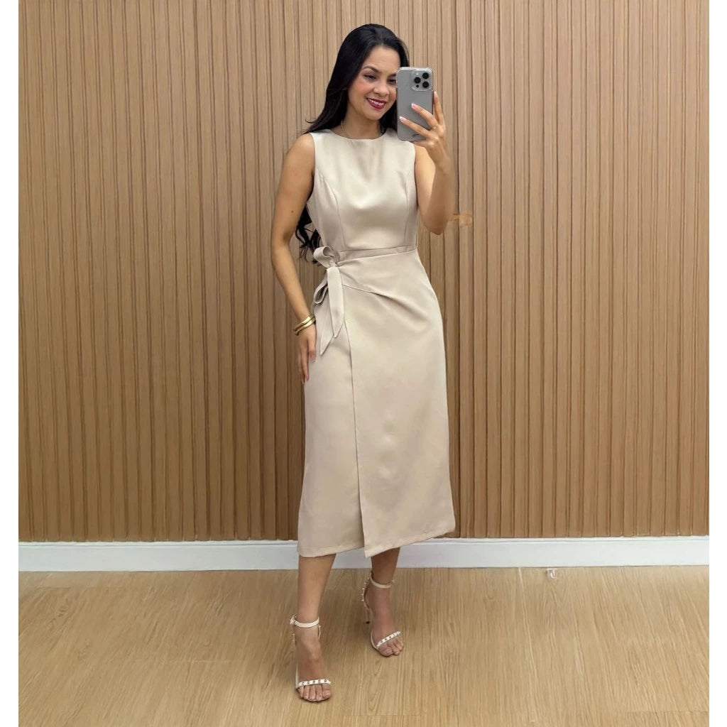 Vestido Firenze™ Alfaiataria Midi com Amarração Lateral - imagem 7