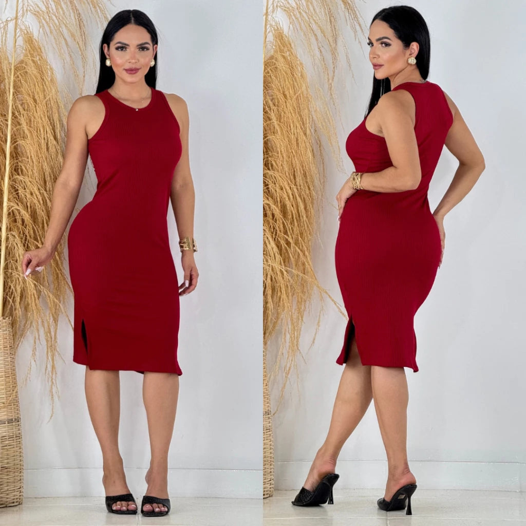Vestido Serena™ Midi Canelado com Fenda Lateral - imagem 25