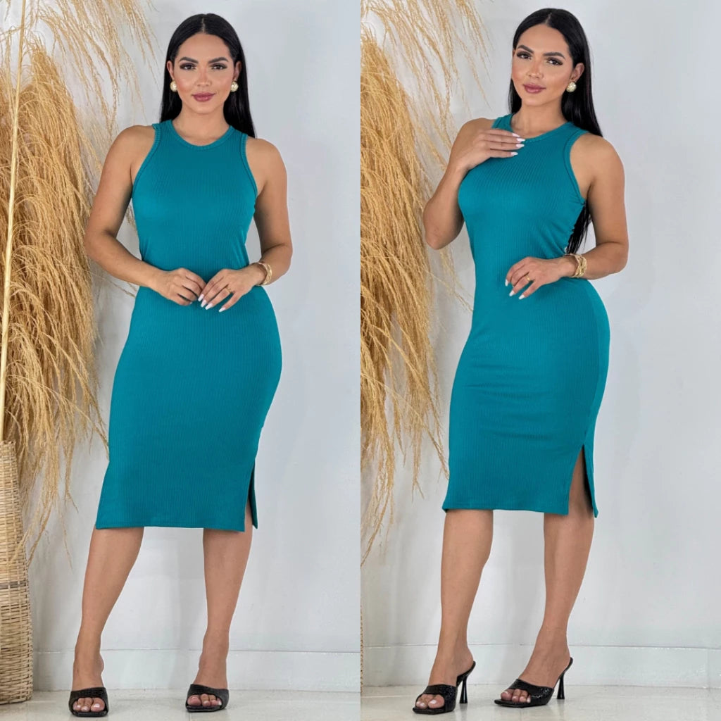 Vestido Serena™ Midi Canelado com Fenda Lateral - imagem 24