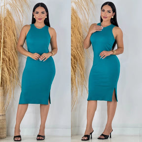 Vestido Serena™ Midi Canelado com Fenda Lateral - imagem 24