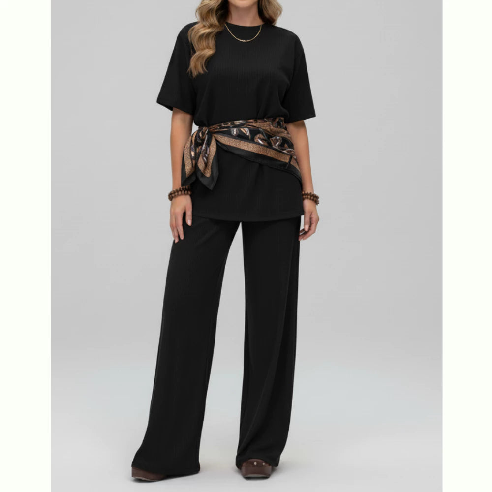 Conjunto Elegance™ pantalona com blusa manga curta caimento elegante