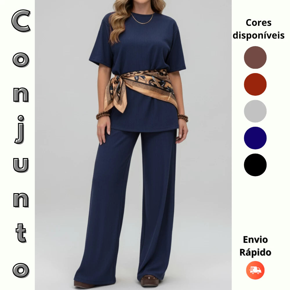 Blusa manga curta do Conjunto Elegance™ modelagem sofisticada