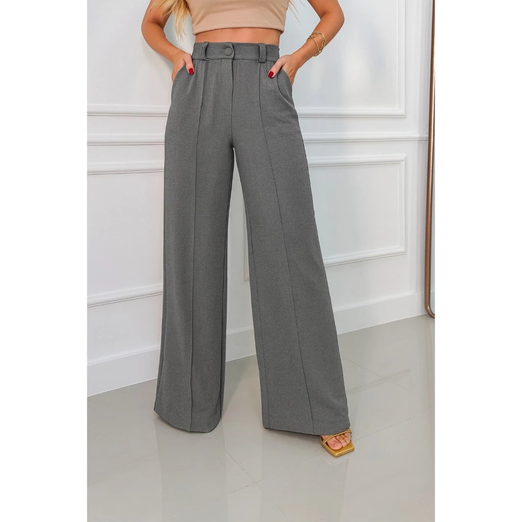 Calça Wide Leg Pantalona Duna Cintura Estruturada - imagem 7