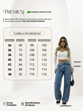 Wide Leg Jeans Premium Cintura Alta Feminina - imagem 5