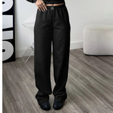 Calça wide leg moletom cintura alta feminina frente