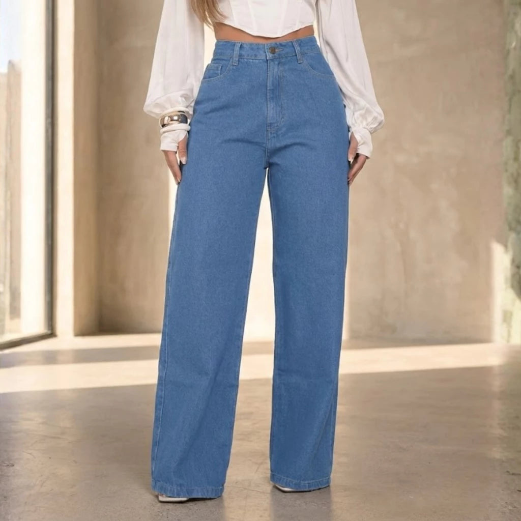 Tabela de Tamanhos Wide Leg Jeans Premium Cintura Alta Feminina