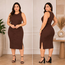 Vestido Luna™ Midi Canelado com Fenda Lateral - imagem 11
