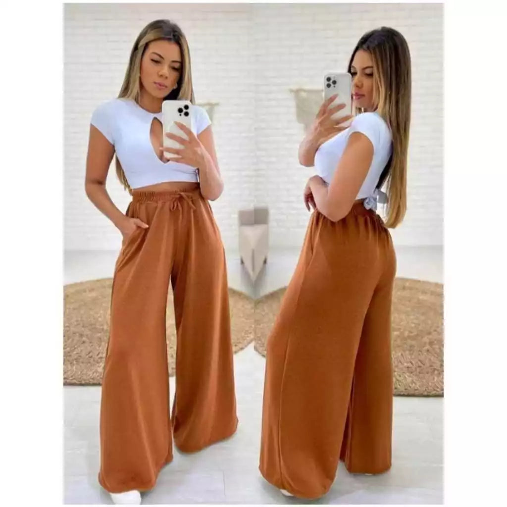 Calça Pantalona Lanzinha Cintura Alta Feminina - imagem 9