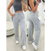 Calça pantalona feminina Aurora em lanzinha cintura alta, modelagem elegante