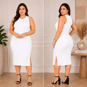 Vestido Luna™ Midi Canelado com Fenda Lateral - imagem 8